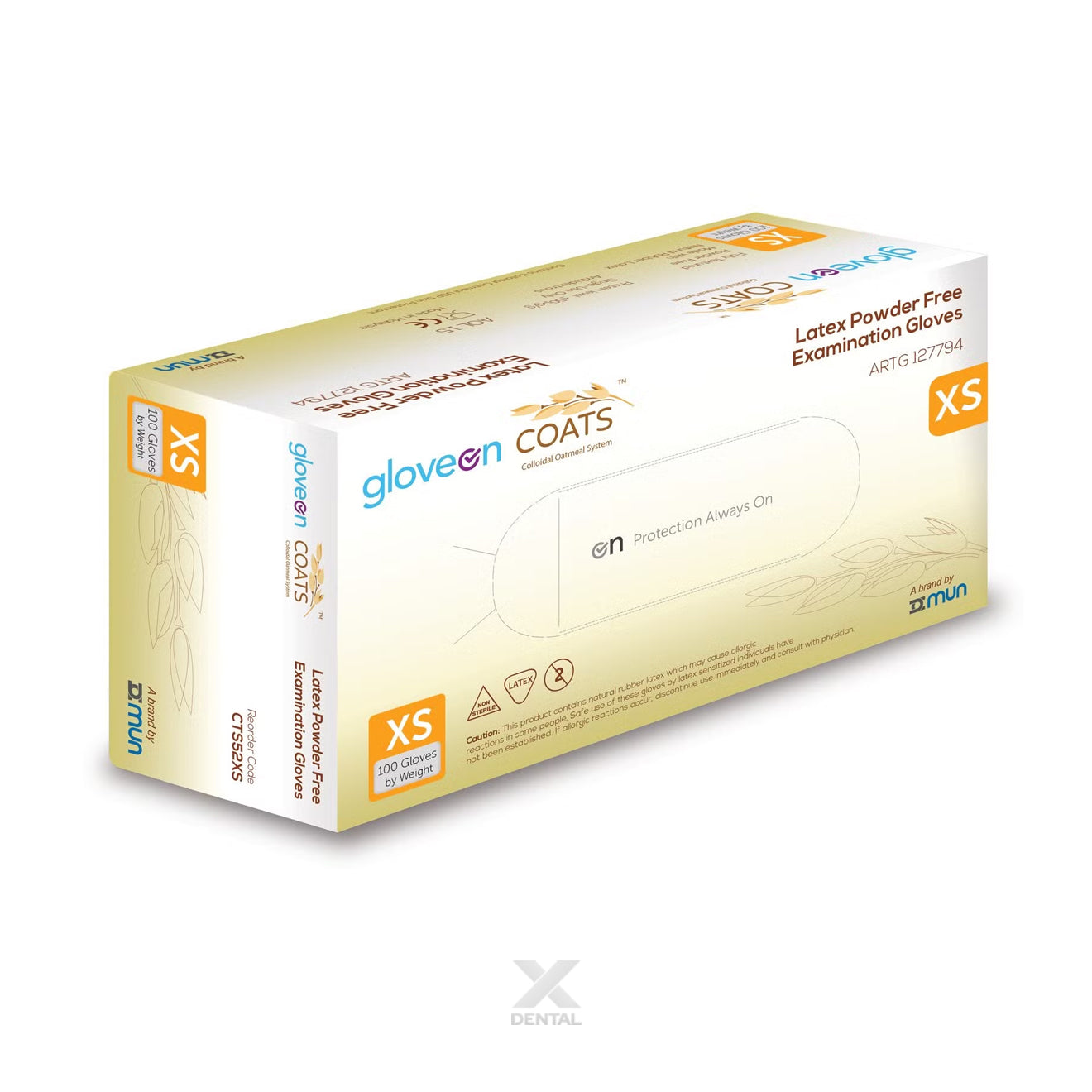 Gloveon COATS® Colloidal Oatmeal Coated Latex Exam Gloves 50pairs/box