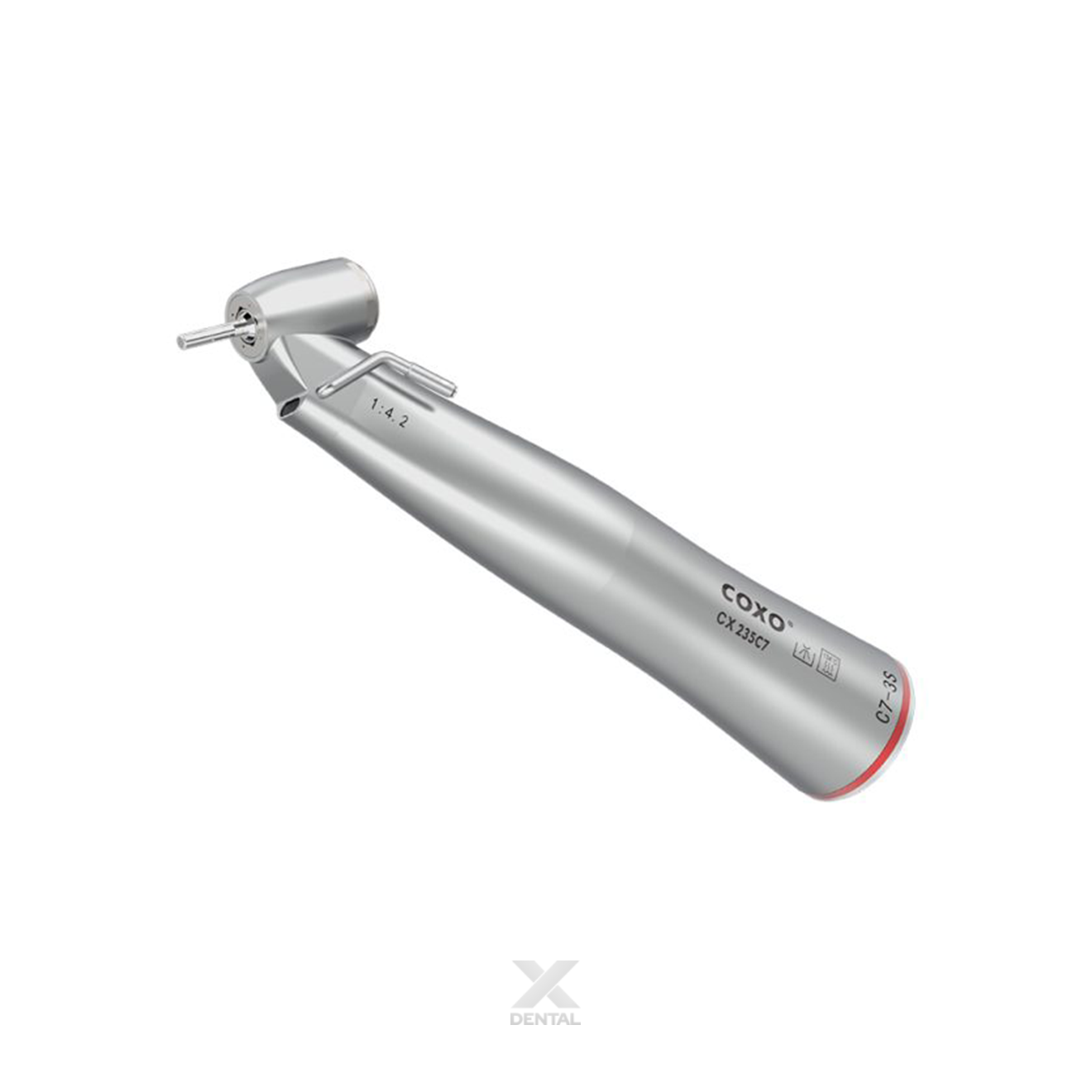 COXO LED 45º Contra Angle 1:4.2 Red Band Handpiece - External Spray