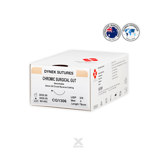 Chromic Gut – 3/0 x 76cm on 24mm 3/8 circle Reverse Premium Cutting