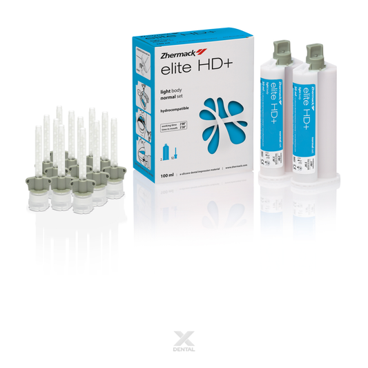 Zhermack Elite HD+ Light Body Normal Set C203030, 2 x 50mL cartridges and 12 mixing tips