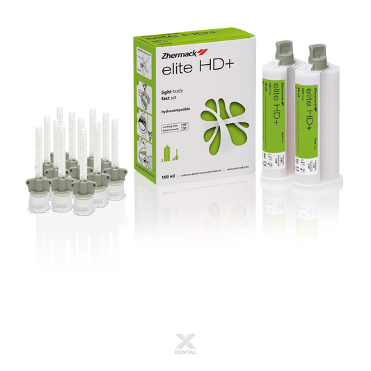 Zhermack Elite HD+ Light Body Fast Set C203040, 2 x 50mL cartridges and 12 mixing tips